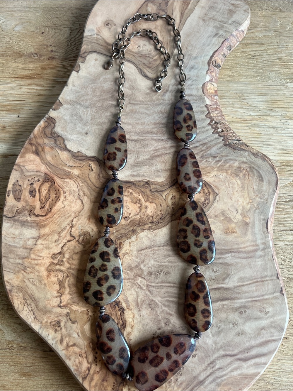 Leopard Print Statement Necklace in Brown